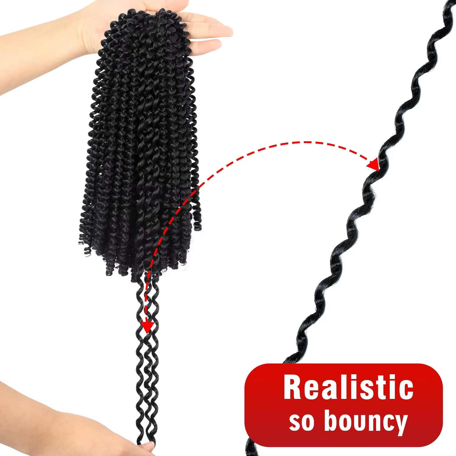 Printemps torsion Crochet cheveux 100% humain moelleux bombe