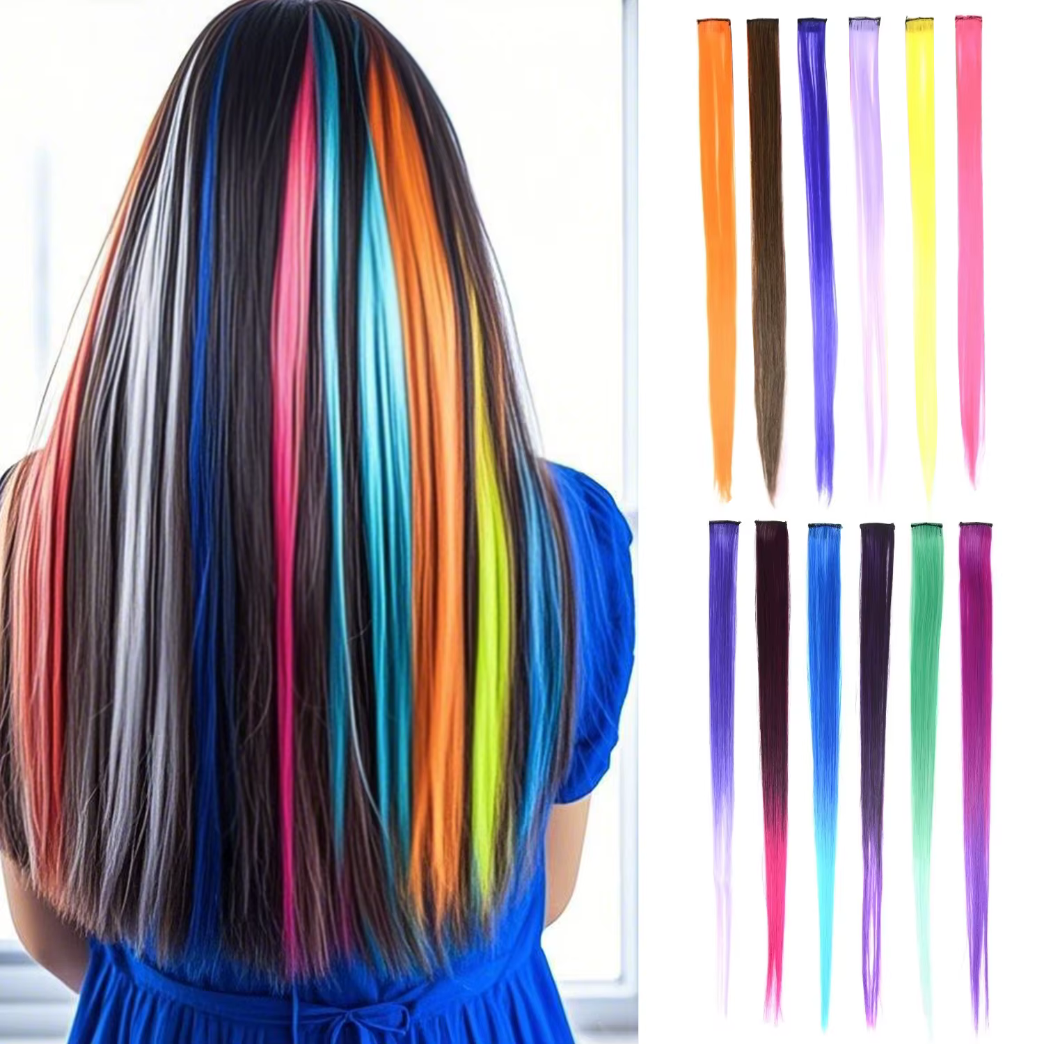 Extensions capillaires synthétiques à clipser de 22 pouces