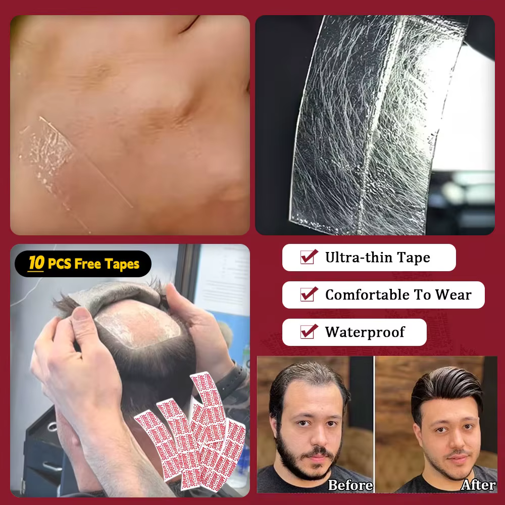# 1B80 toupet pour hommes cheveux humains 0.06-0.08mm complet PU
