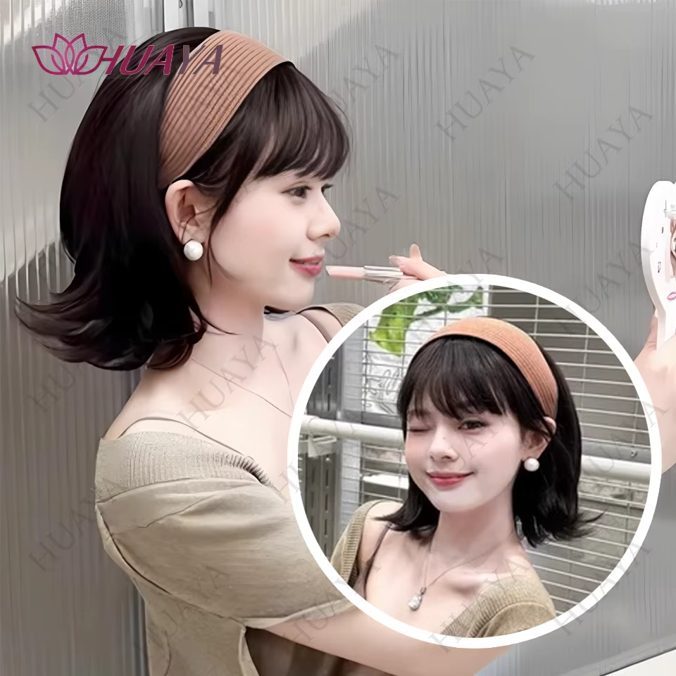 Perruques bandeau courtes et lisses pour femmes