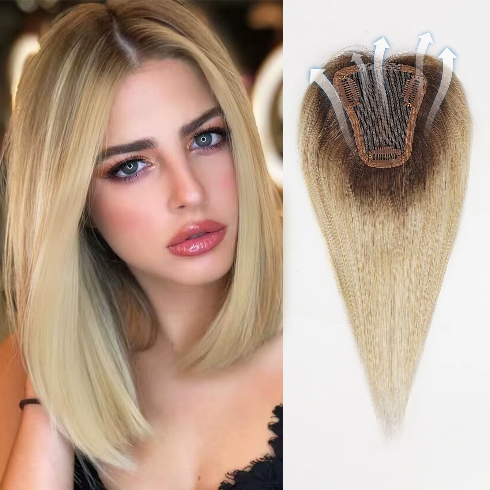 Toppers blonds à clips pour femmes