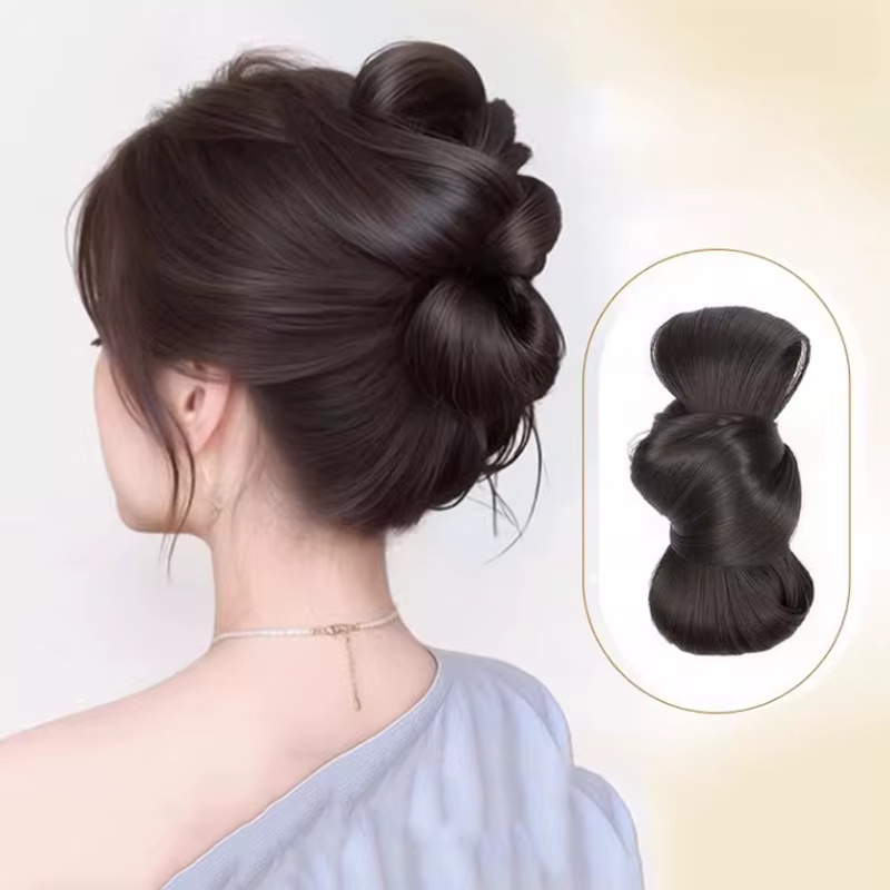 Chignon synthétique queue de cheval perruque moelleuse pince fête habiller accessoires de cheveux fausse