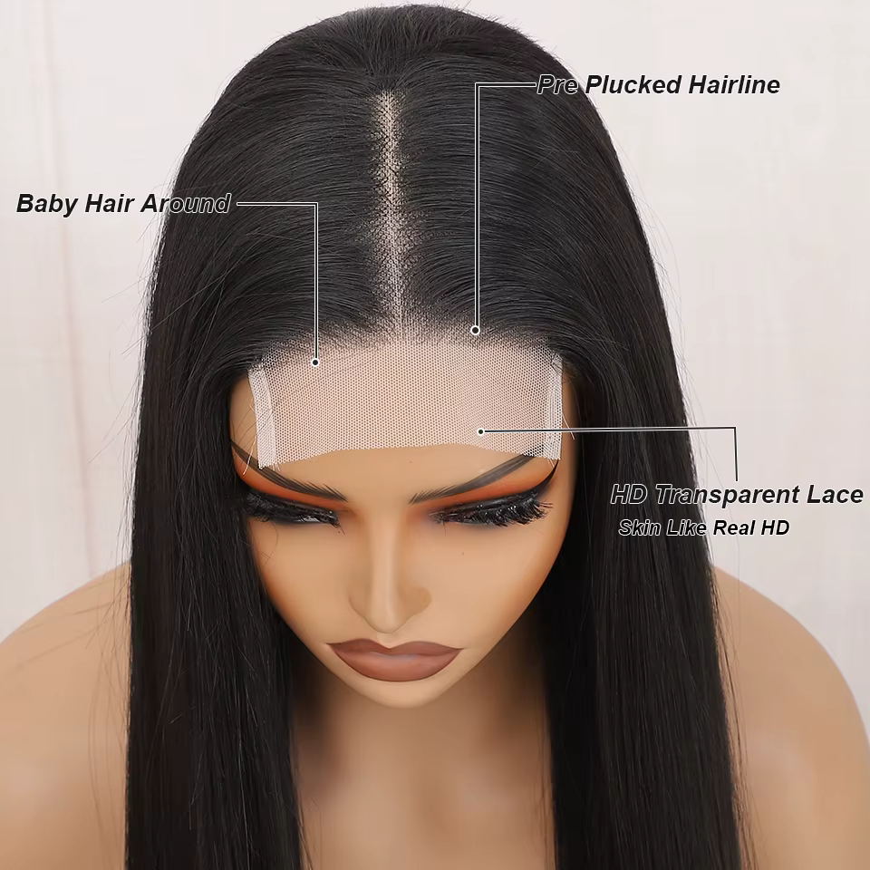 Perruque Lace Wig synthétique lisse 4x4 de 36 pouces
