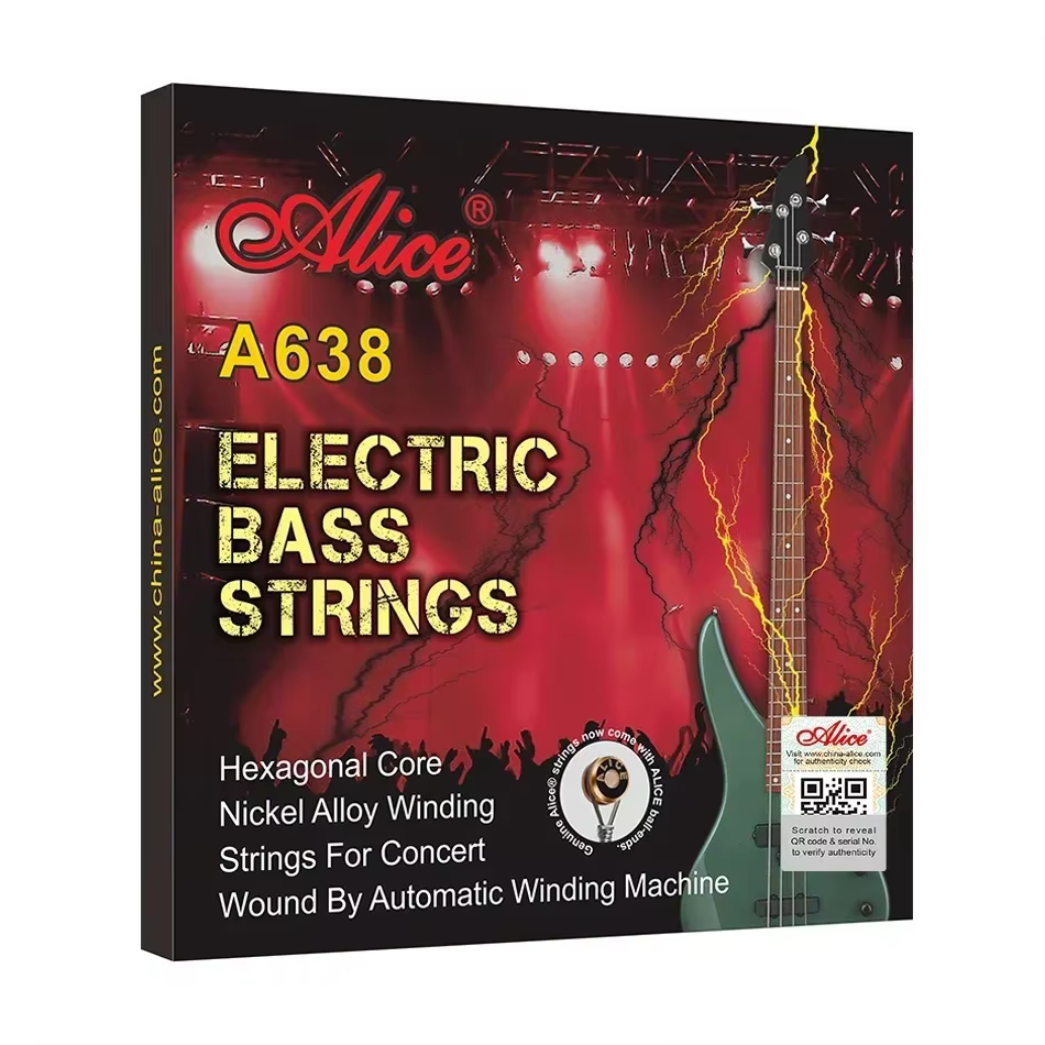 Alice A638 cordes de basse électrique pour basse à 4 cordes professionnel léger noyau Hexagonal moyen enroulement en alliage nickelé