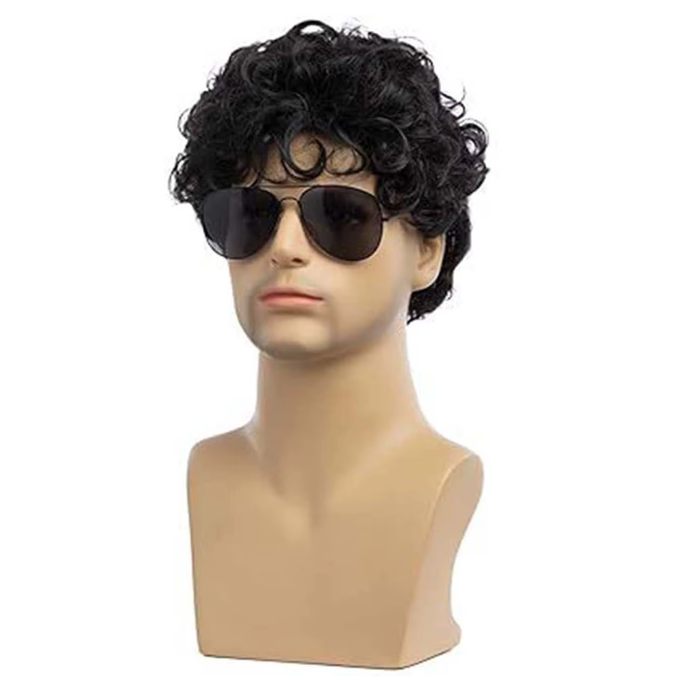 Perruque synthétique noire pour hommes