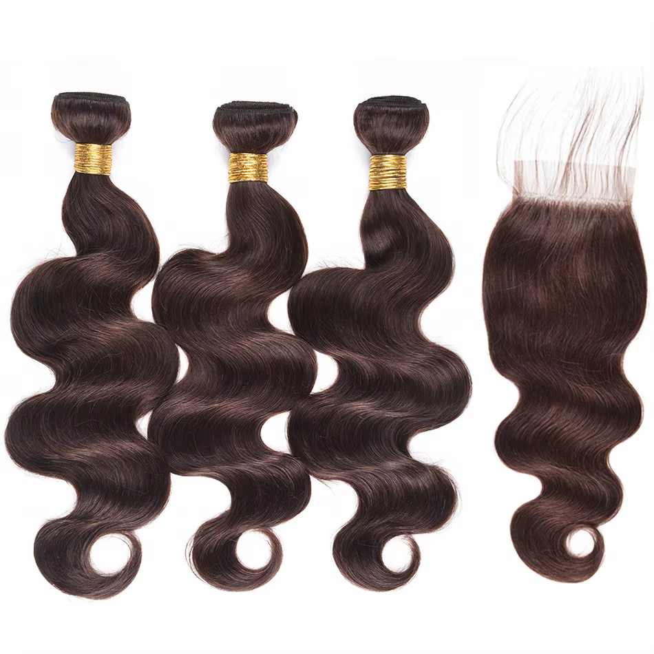 Bundles de tissage de cheveux humains avec fermeture à lacet
