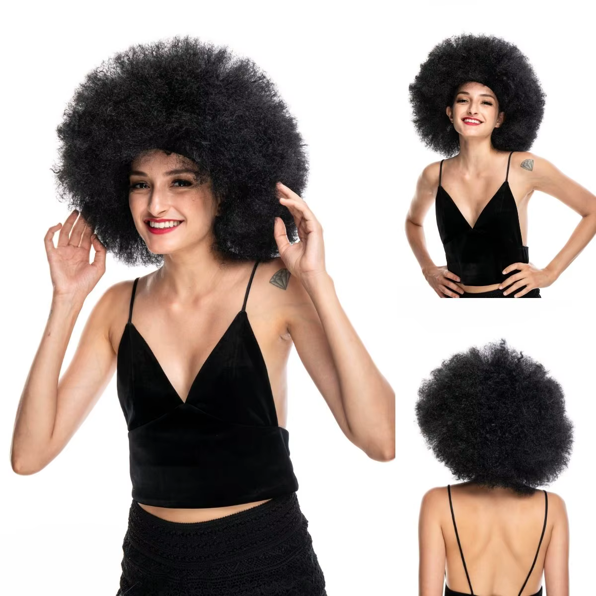 Perruques synthétiques Afro bouclées des années 70 pour femmes noires