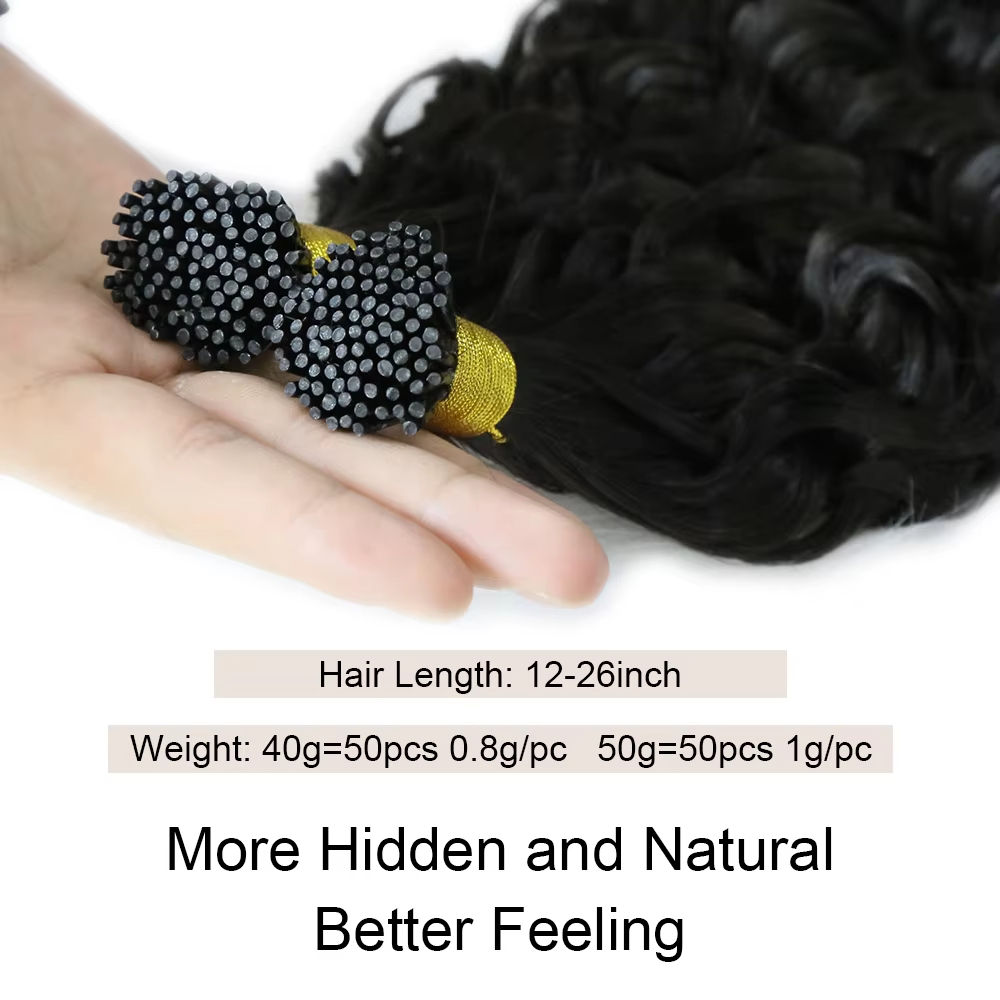 Extensions de cheveux naturels ondulés ITip