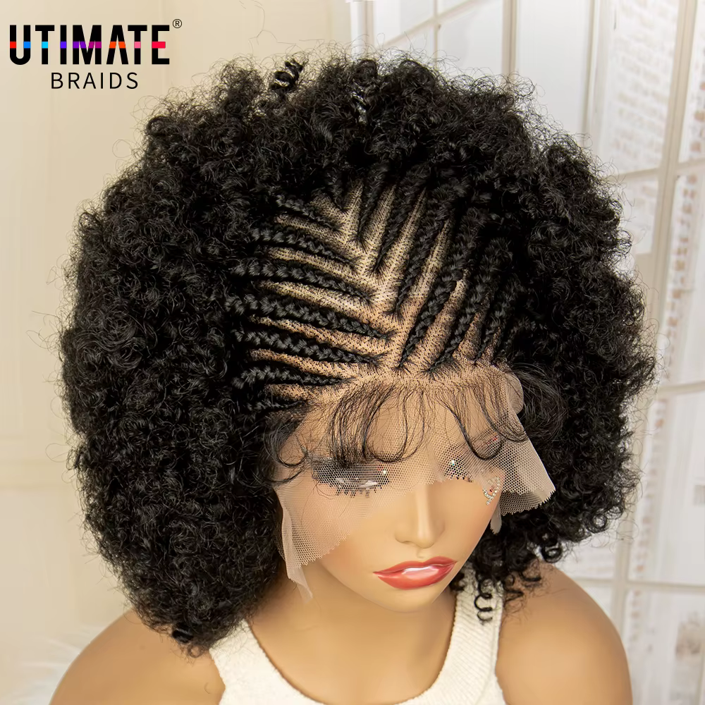 Perruque tressée Afro pleine dentelle pour femmes