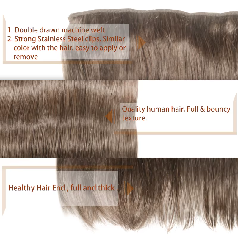 Clip en une seule pièce Extensions de cheveux humains droites 10 pouces avec 5 clips dans l'extension