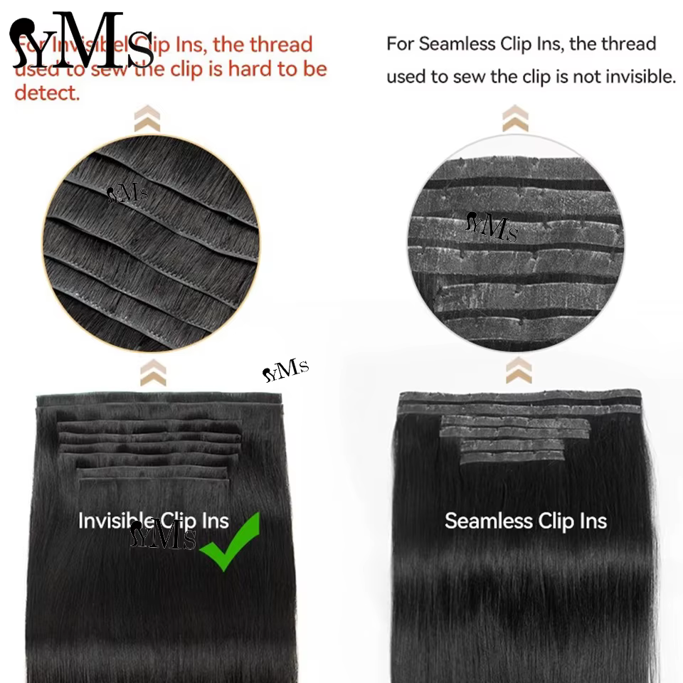 Clip de bord Invisible dans les Extensions de cheveux vague de corps YMS