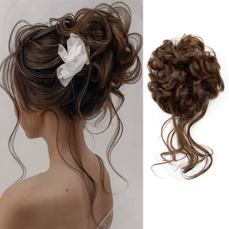 Chignon synthétique bouclé pour femme – Perruque rapide