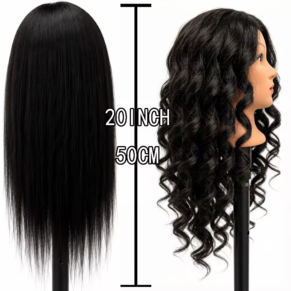Tête de mannequin de 20 pouces en cheveux naturels pour la formation en salon de coiffure