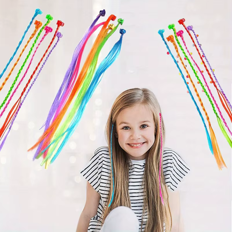 6 pièces pour enfants, extensions de cheveux colorées avec épingles