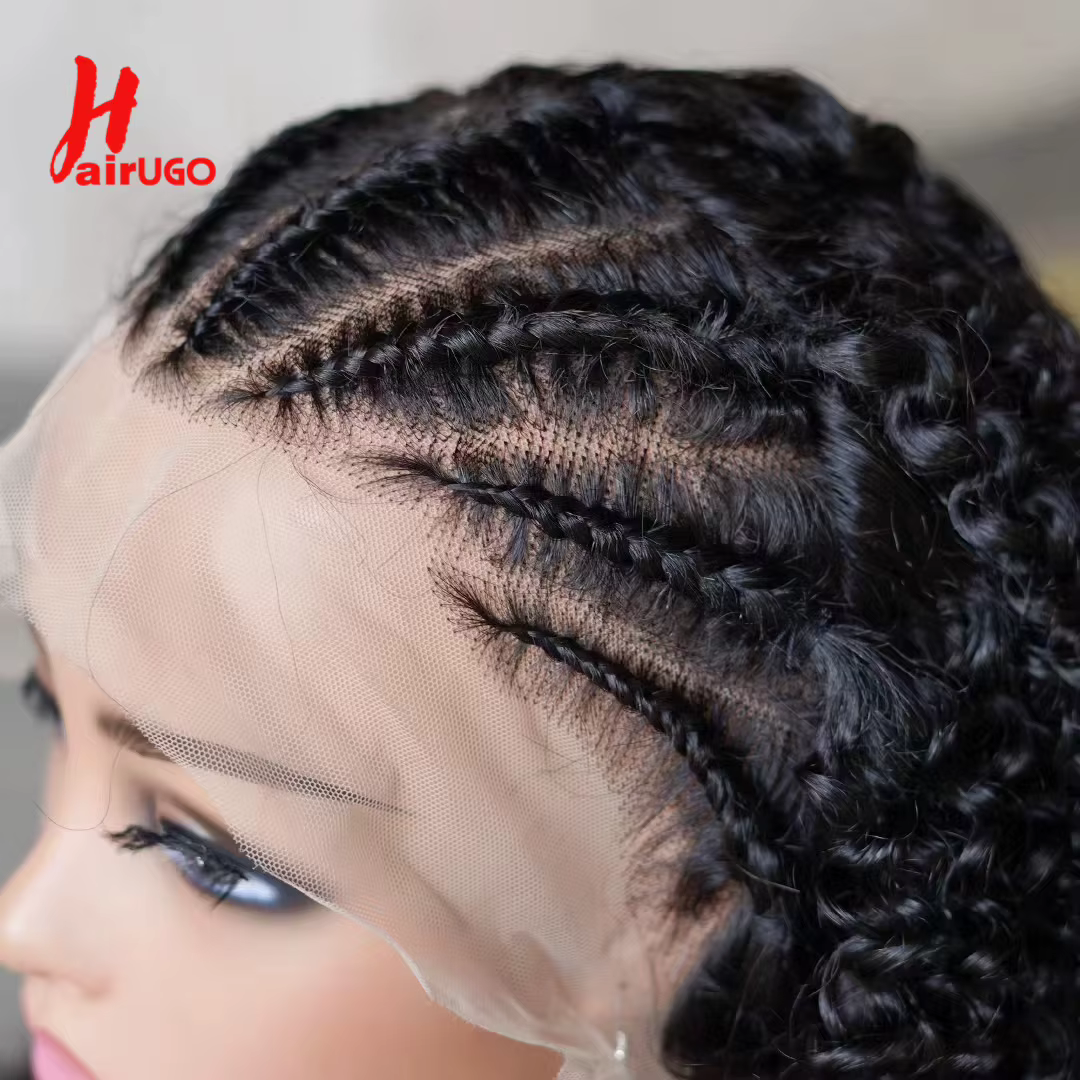 Perruque de cheveux humains tressés 13x4 perruques avant de dentelle