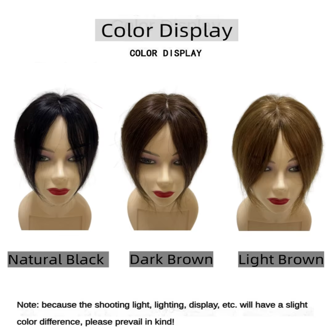 25cm pince en cheveux humains naturels Topper pour femmes frange