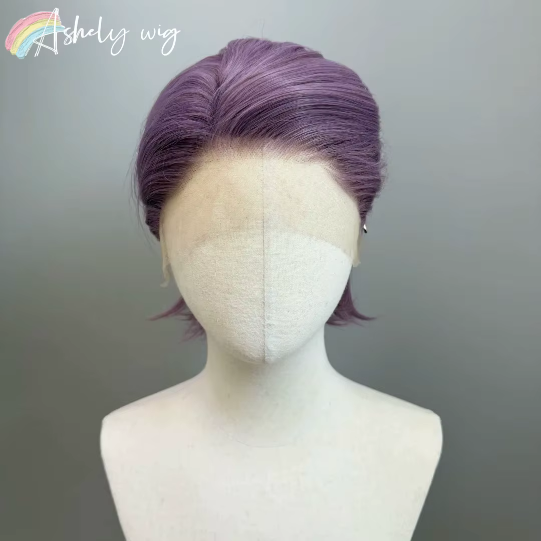 Perruque courte violette pour hommes