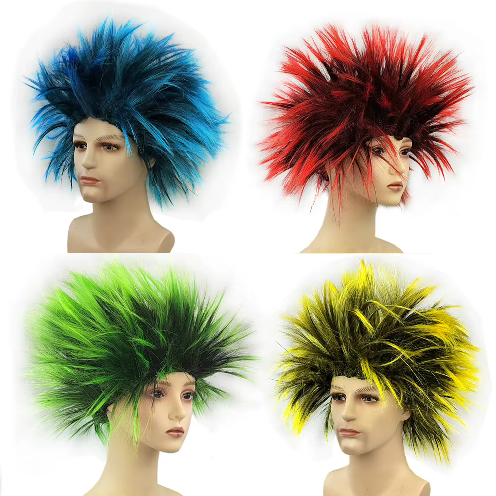 Perruque synthétique verticale à dégradé de couleurs mélangées, accessoire de performance, perruque colorée amusante, perruque pour fête de fin d'année