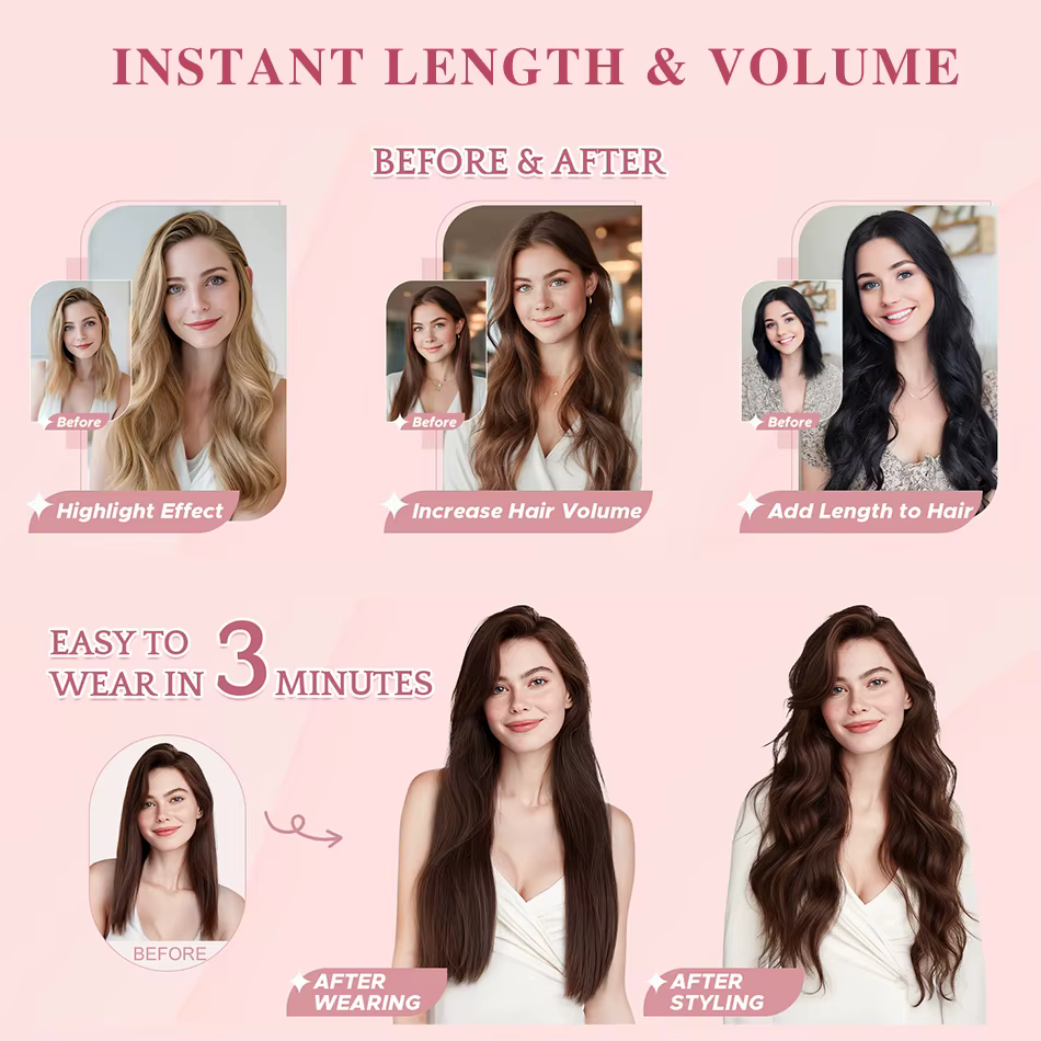 Extensions de cheveux à clipser 85-120g