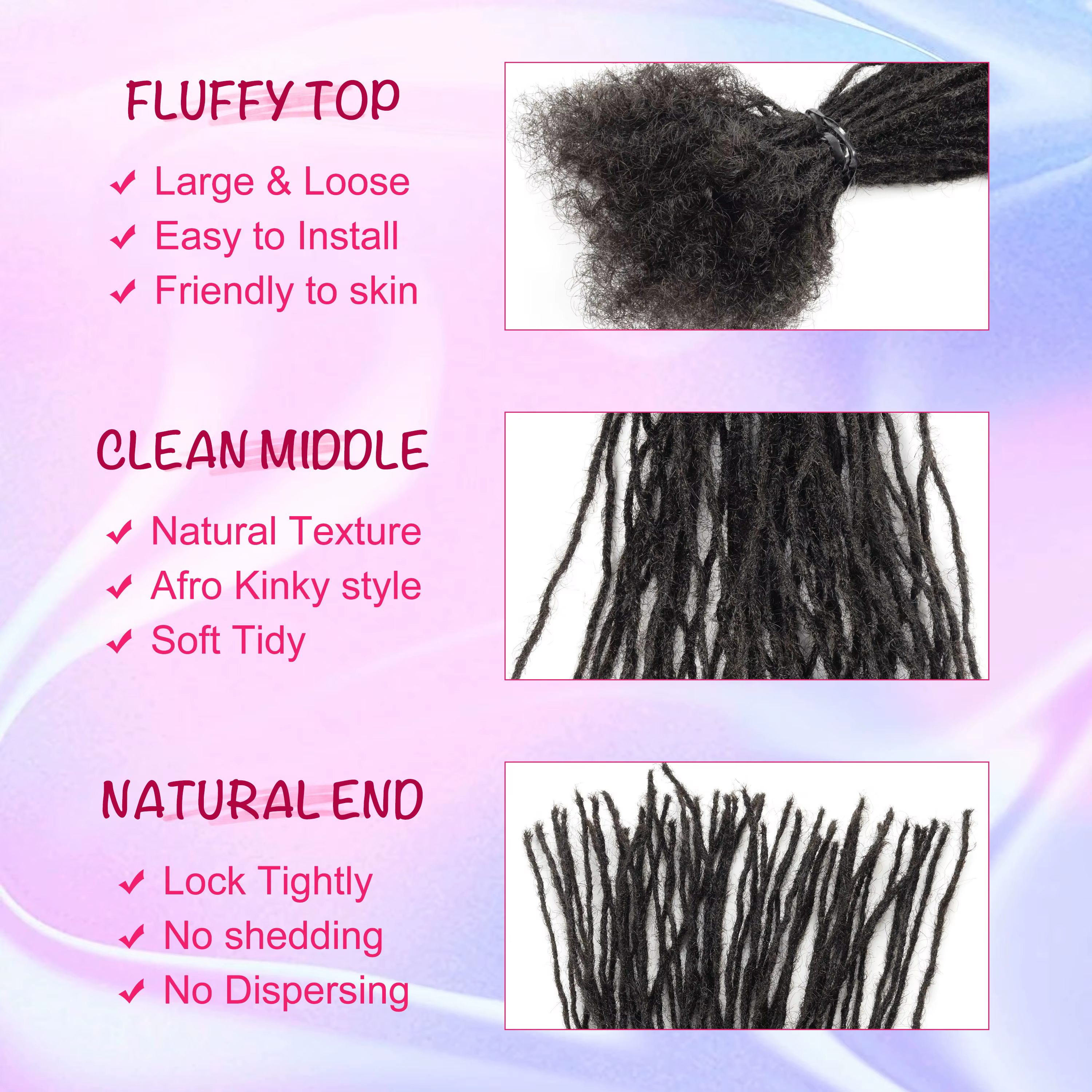 20 Strs/paquet vente en gros directe d'usine 0.1 cm Micro Locs vrais cheveux humains Dreadlocks Extension Loc Extensions Dreadlock Naturel