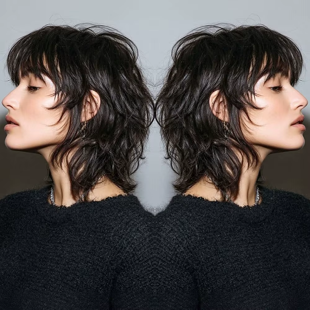 Perruque courte et droite noire naturelle pour femmes