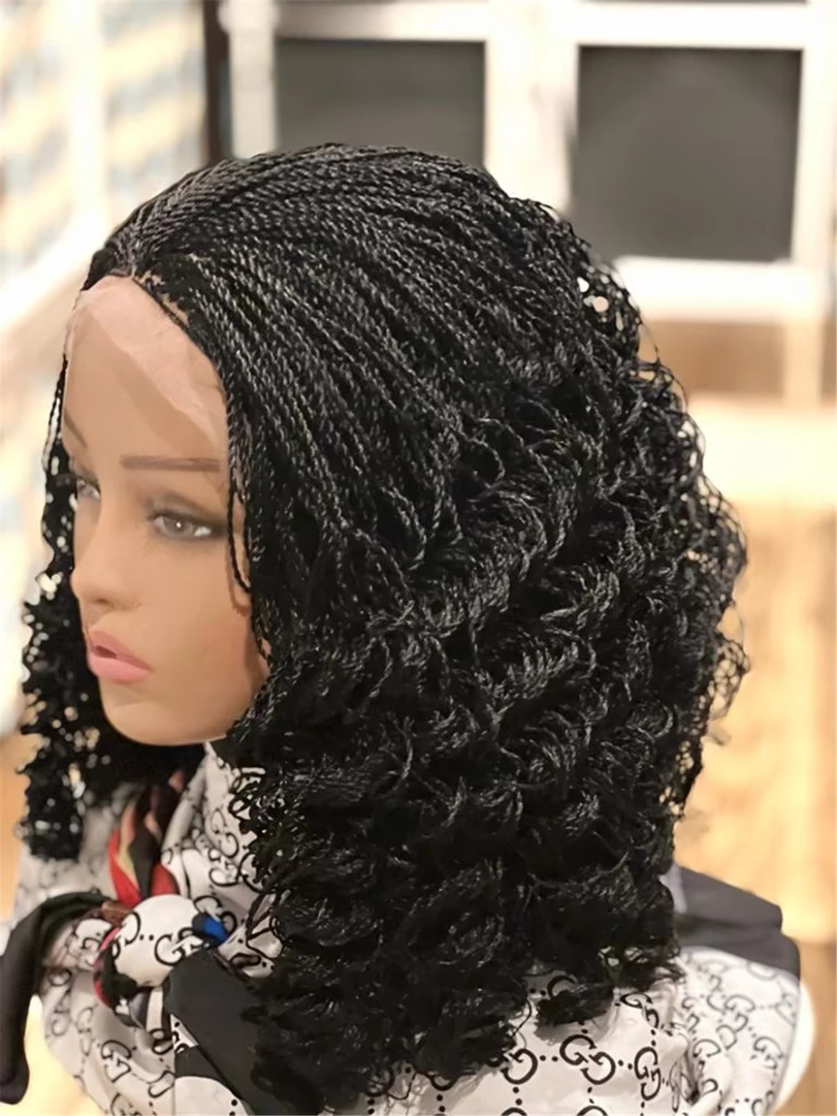 Perruque synthétique tressée torsadée bouclée pour femme