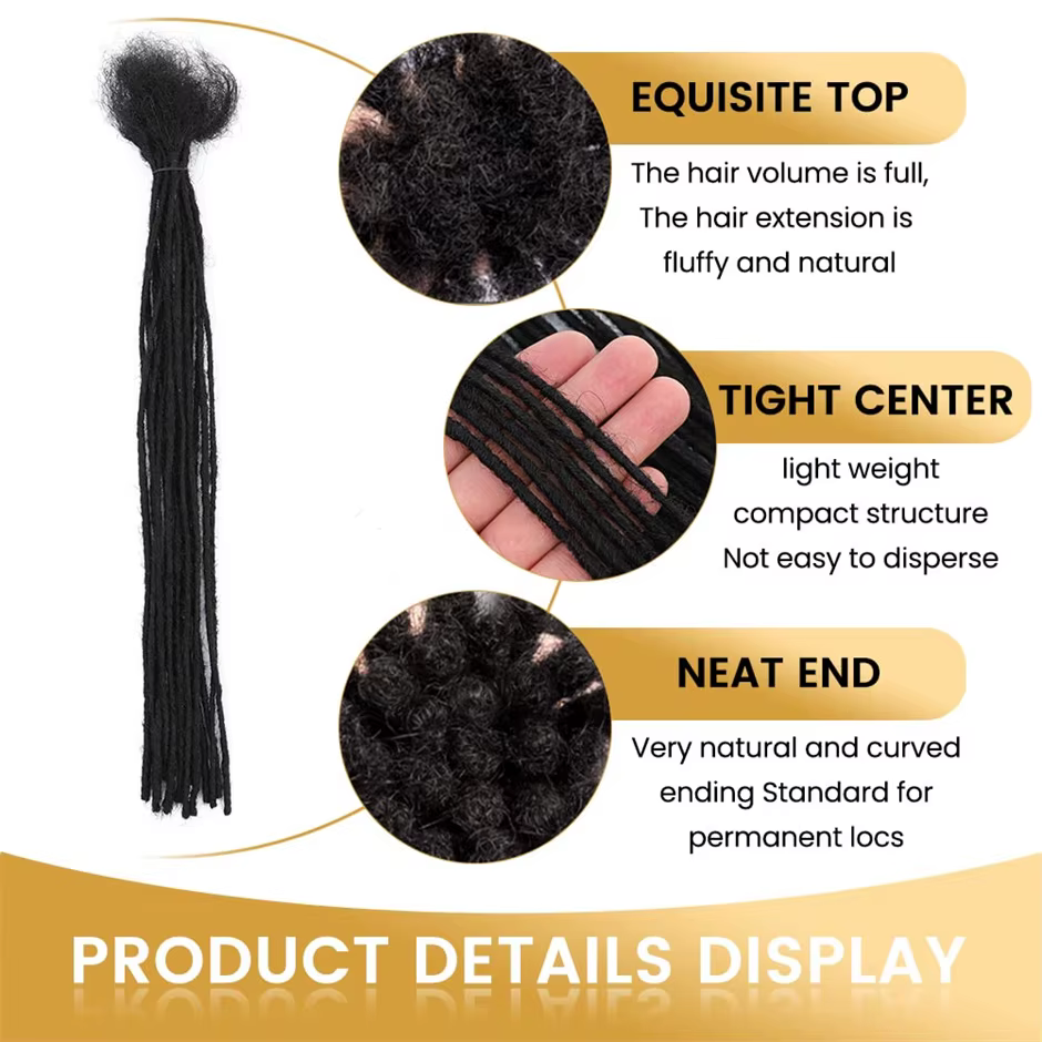 Extensions de cheveux 100% naturels Dreadlock Microlocs 0.2cm