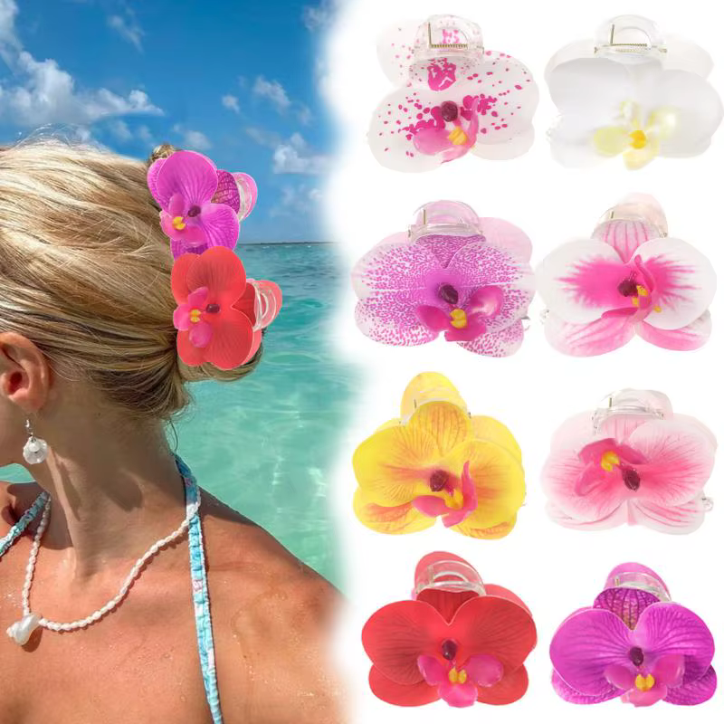 Pince à cheveux 7 cm avec fleurs artificielles