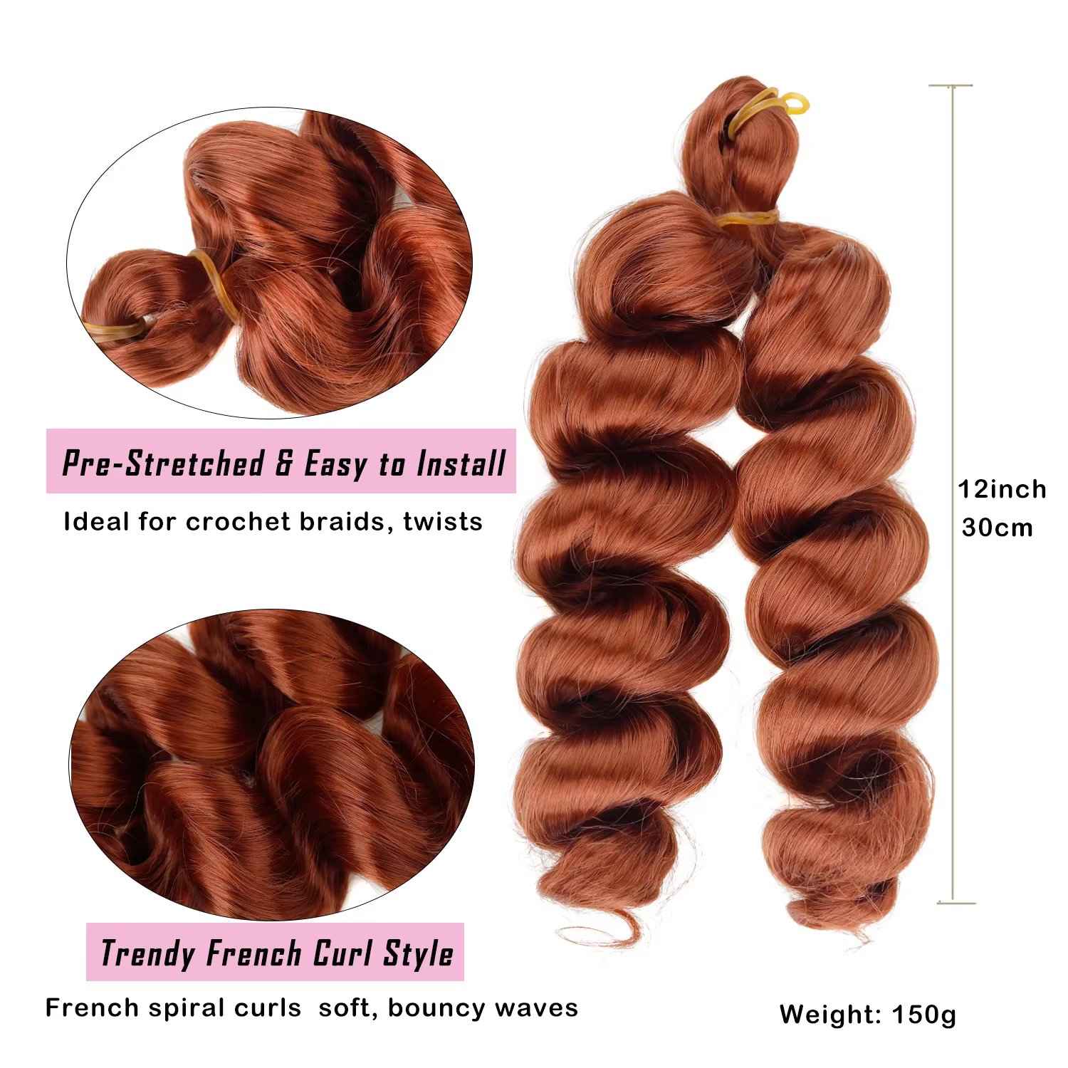 Extensions de cheveux synthétiques bouclés à la française