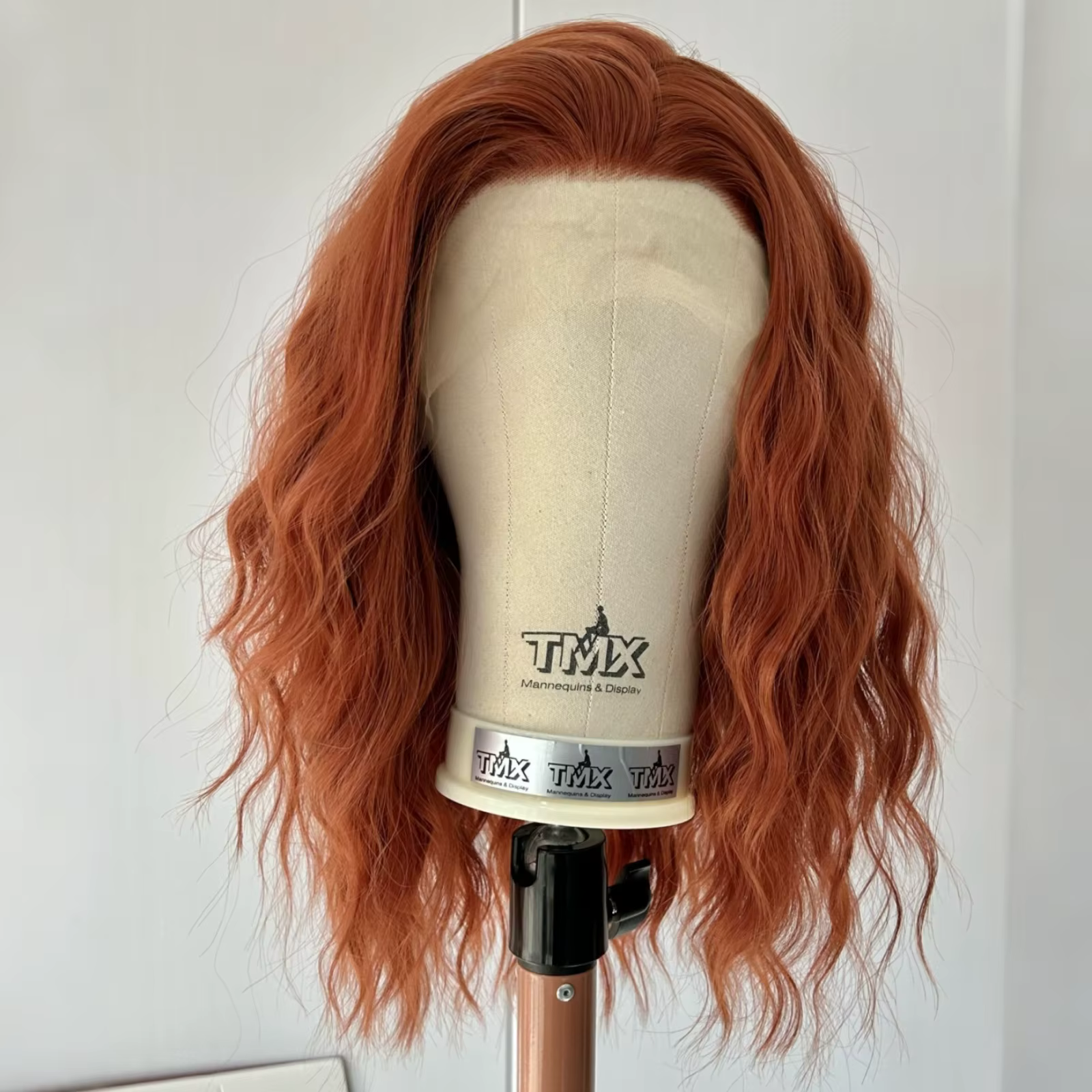 Perruque Bob synthétique courte ondulée rouge cuivre pour femmes