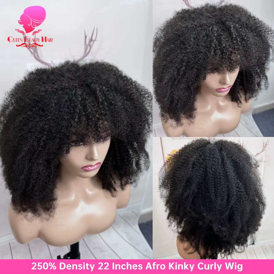 1B O cuir chevelu Afro crépus bouclés perruques cheveux humains brésilien faux