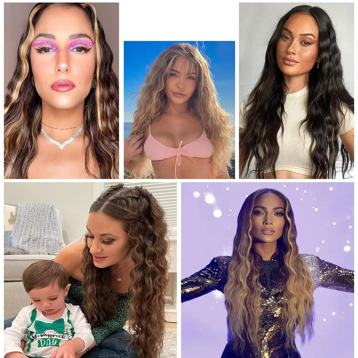 Extensions de cheveux à clipser, 16 clips, 22 pouces de long, extensions de cheveux ondulés pour femmes, extensions de cheveux synthétiques pour tête entière