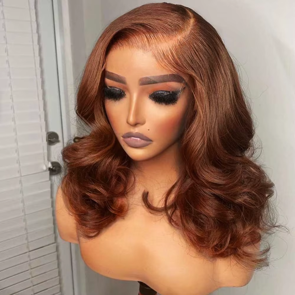 Perruque Bob Lace Wig synthétique marron 13x4