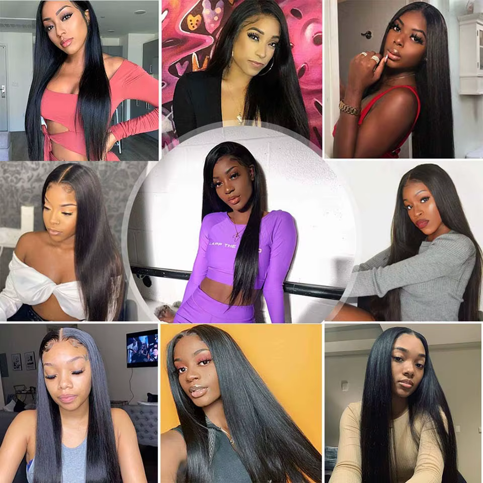Tissage cheveux humain lot en promo Mèches brésiliennes Remy lisses 100% naturelles 28 30 32 34 36 38 40 pouces Double