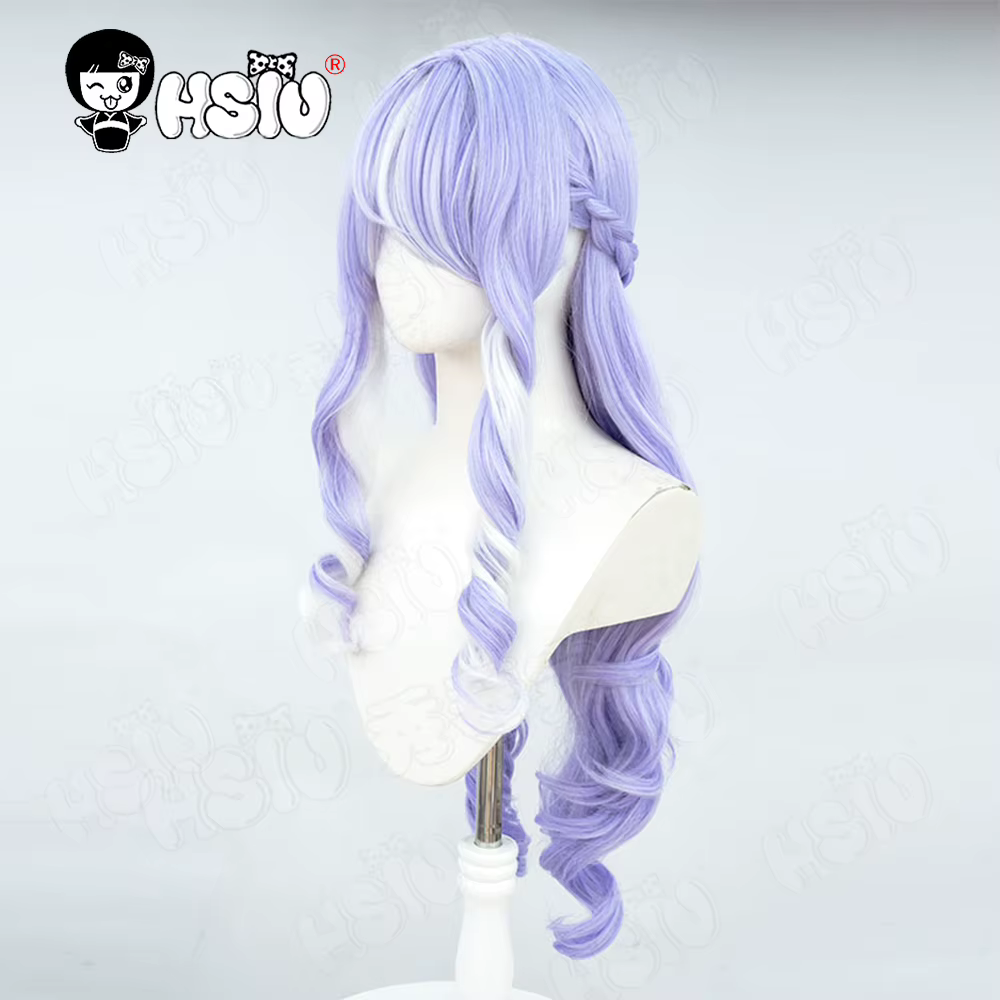 Vivian Cospaly perruque HSIU 90CM violet clair mélangé blanc cheveux longs
