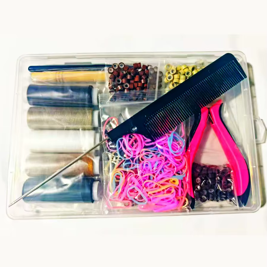Kit d'extension de cheveux professionnel avec perles