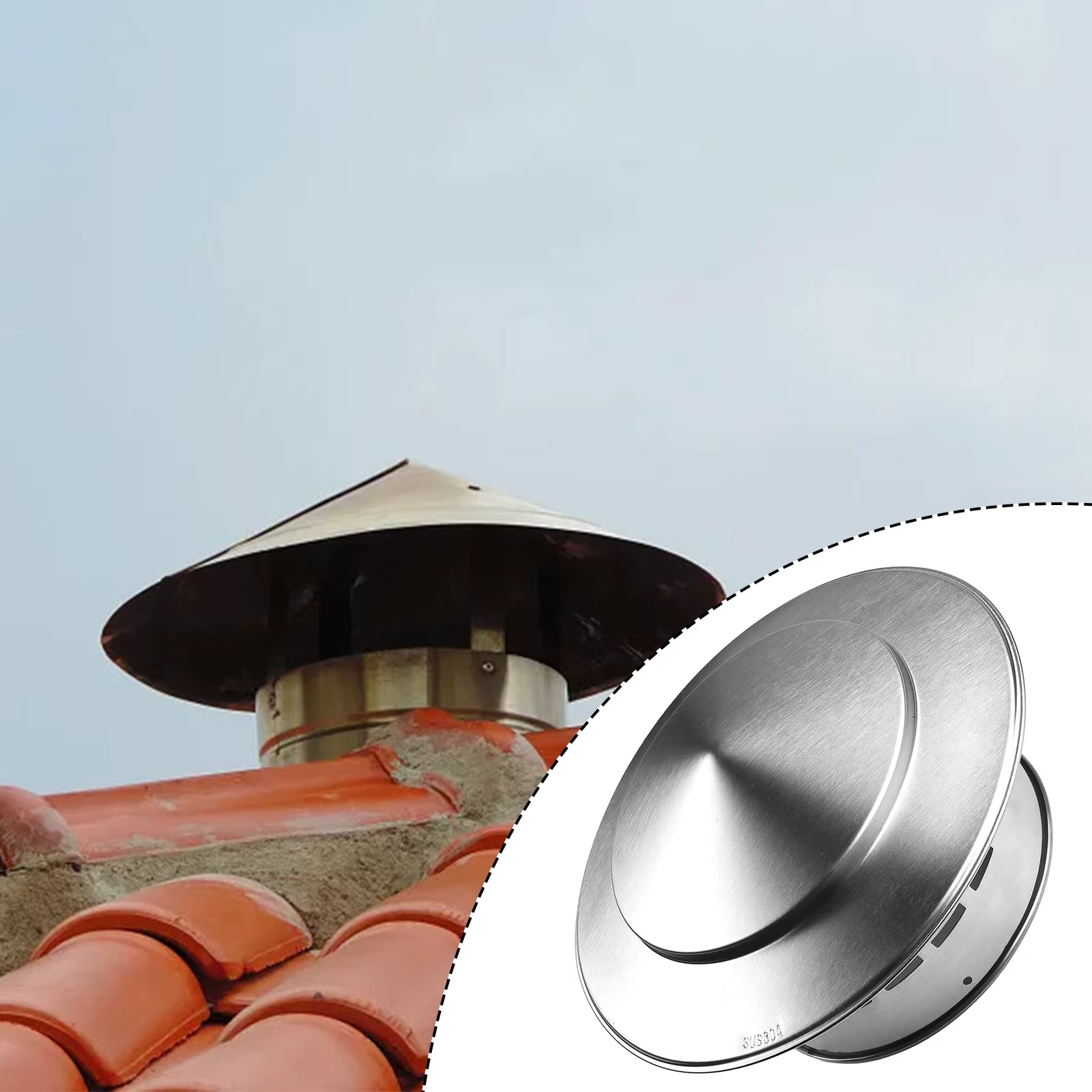 Capuchon de cheminée en acier inoxydable, 75-200mm, sortie d'air murale extérieure, tuyau de toit, capot d'échappement pour conduit de Ventilation, capuchon de cheminée de toit