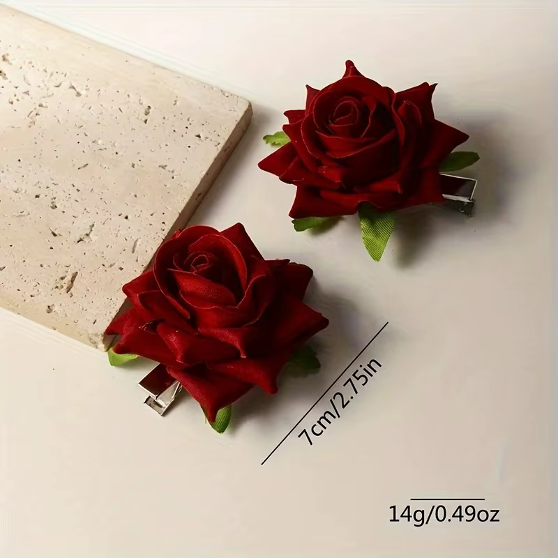 3 Pinces à Cheveux Décoratives Élégantes à Fleurs Roses