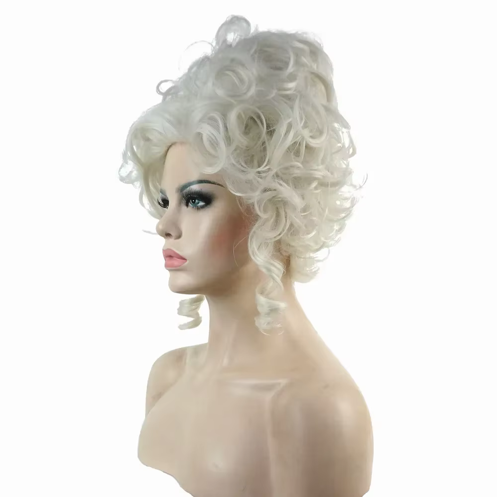 Marie Antoinette princesse cheveux bouclés moyens perruques Cosplay
