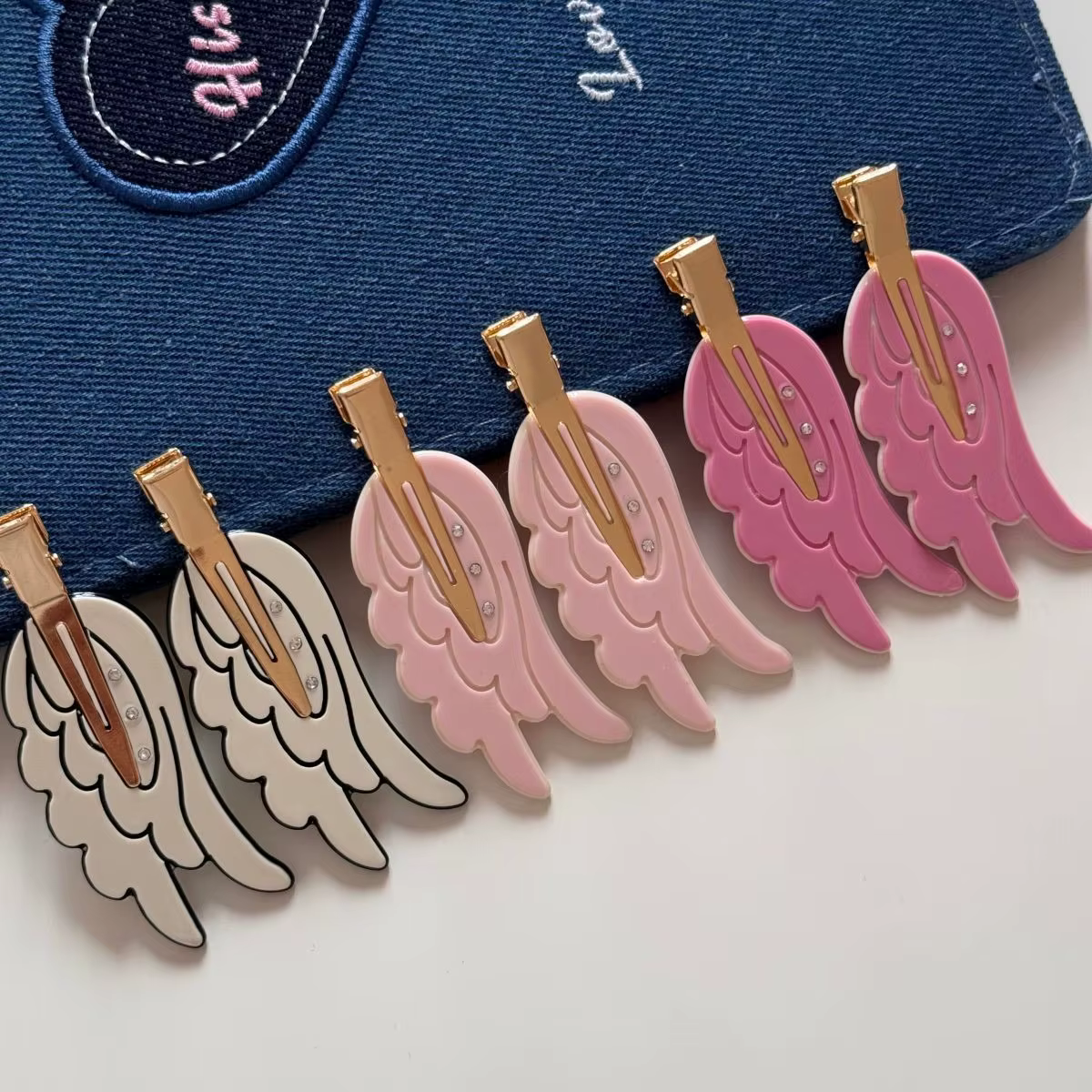 Barrettes à cheveux en forme de cœur avec ailes d'ange