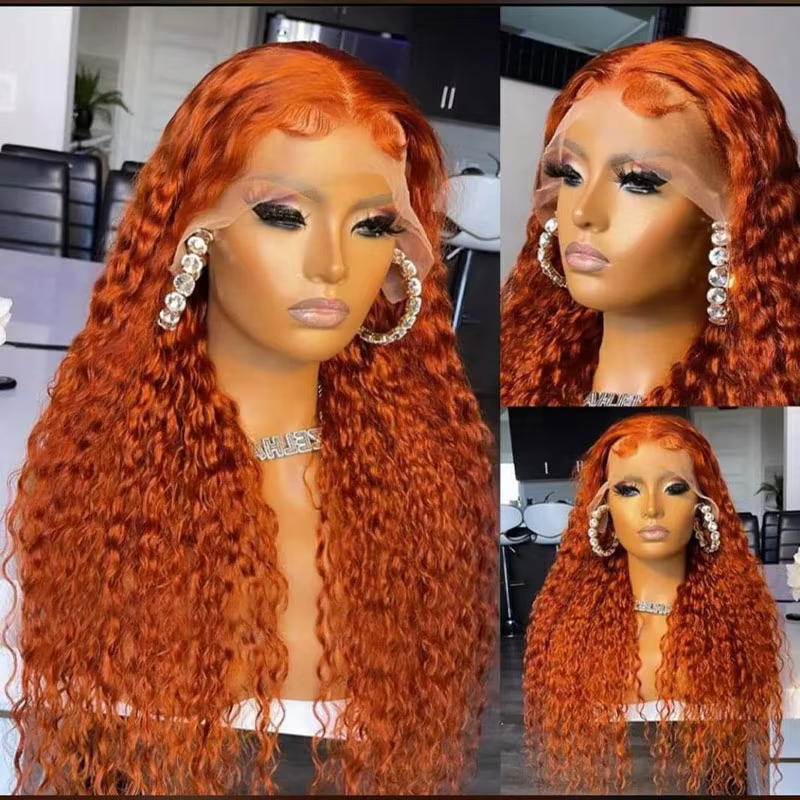 Perruque de cheveux humains vague d'eau de gingembre 13x4 perruques avant de dentelle pour les femmes couleur orange