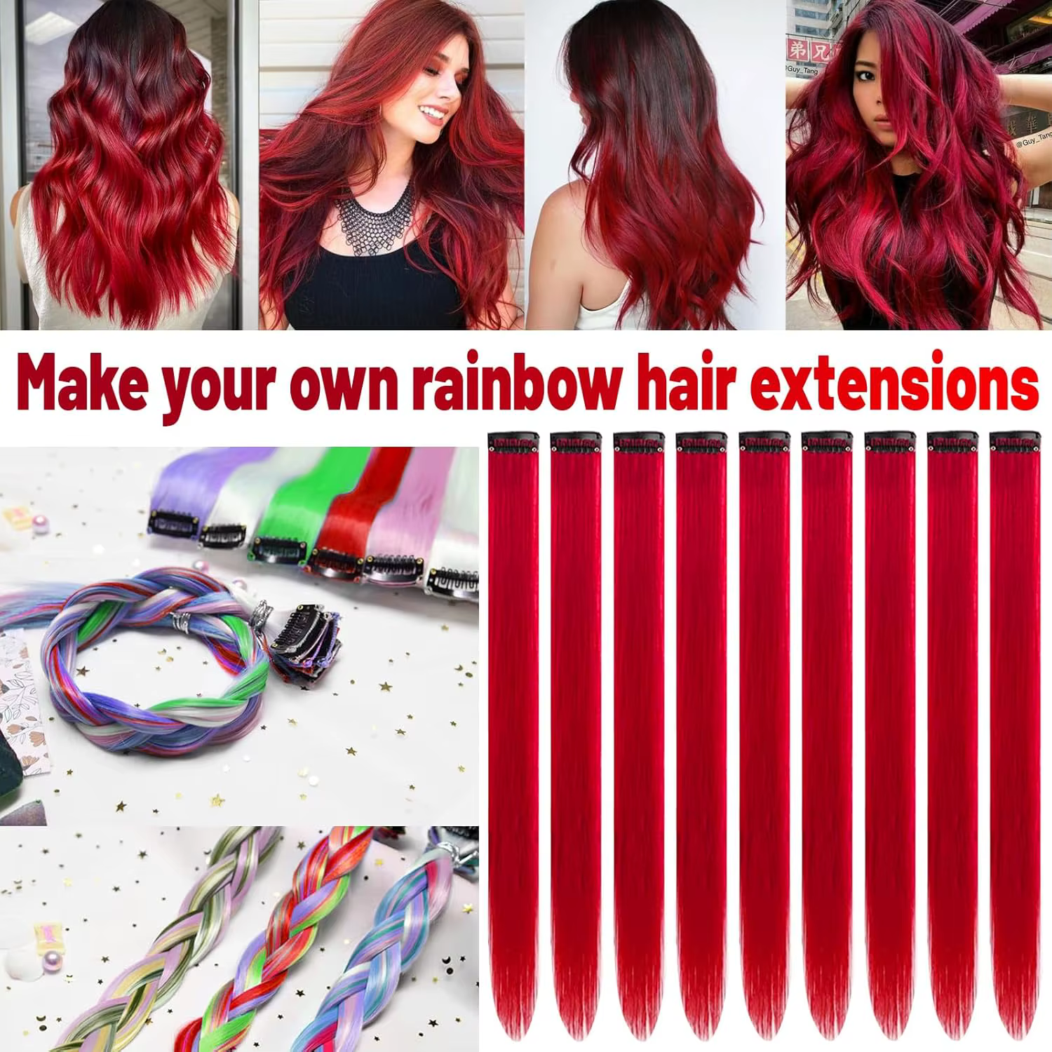 Extensions capillaires synthétiques noires longues et lisses