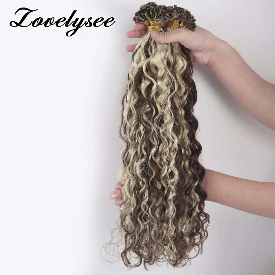 Brian KerCapsule V Tip Extensions de Cheveux Humains Naturels Vague d'Eau, Cheveux Humains Brésiliens Remy pour Femme