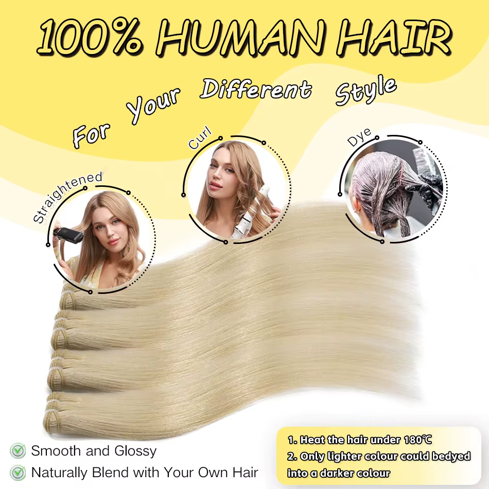 Yelo – tissage en lot 100% naturel Remy lisse et soyeux