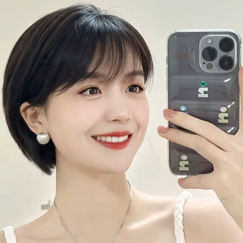 Perruque courte 100% cheveux humains avec frange