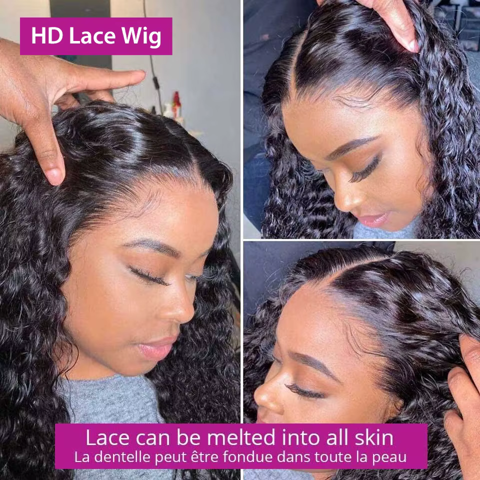 Nicelight vague d'eau Transparent 13x6 dentelle frontale perruques brésilien Remy pré plumé