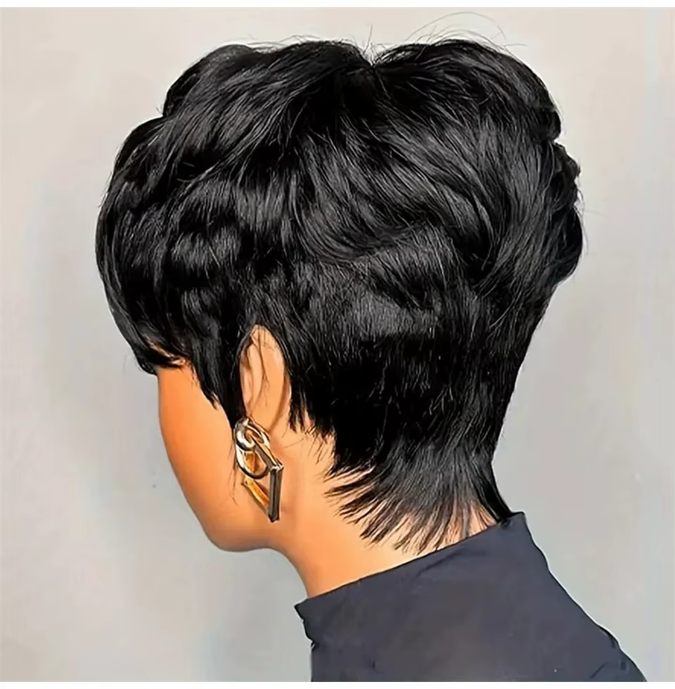 Perruque courte pour femmes perruques de cheveux humains coupe de lutin