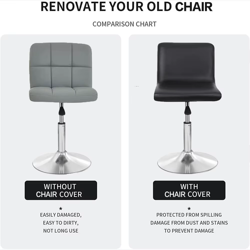 Housse de chaise de tabouret de Bar en cuir Pu, imperméable, extensible, à dossier court, pour salle à manger, protection de chaise, pour Banquet, hôtel, Bar
