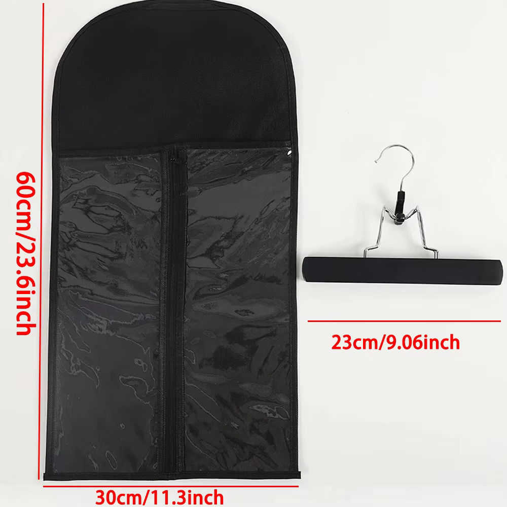 Sac de rangement portable noir pas cher pour perruques avec cintre
