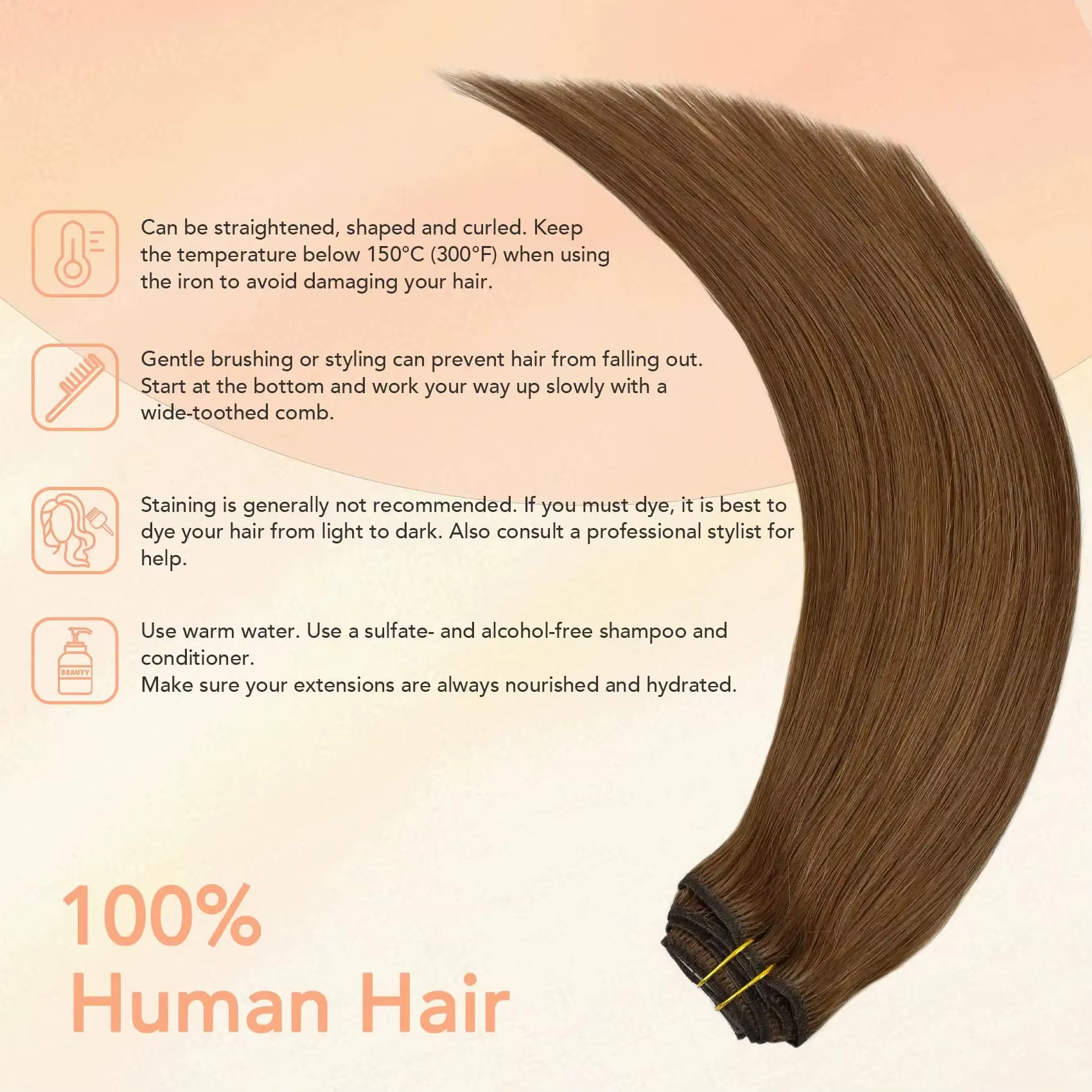 Extensions de cheveux à clipser # 6 brun châtain Double trame épaisse 120G 8 pièces pince brésilienne droite soyeuse
